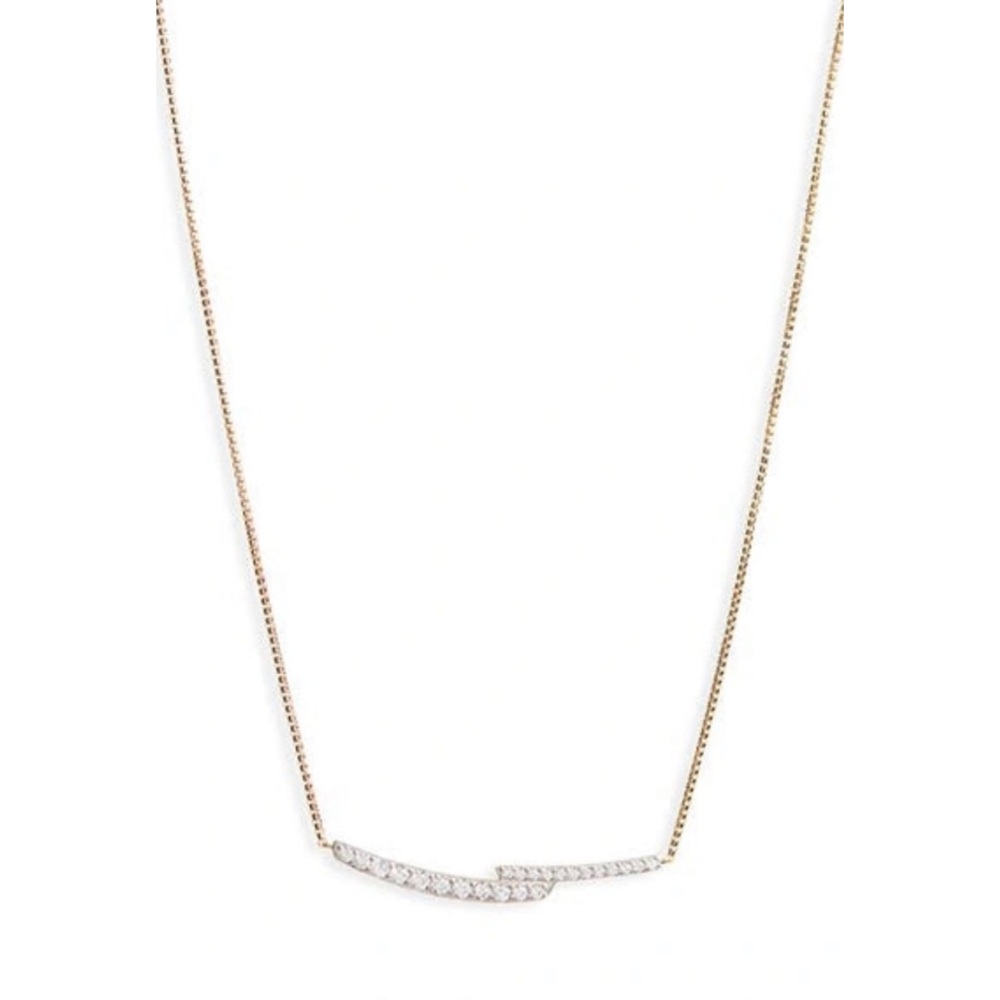 Nadri Curved Pave Bar Necklace in Gold